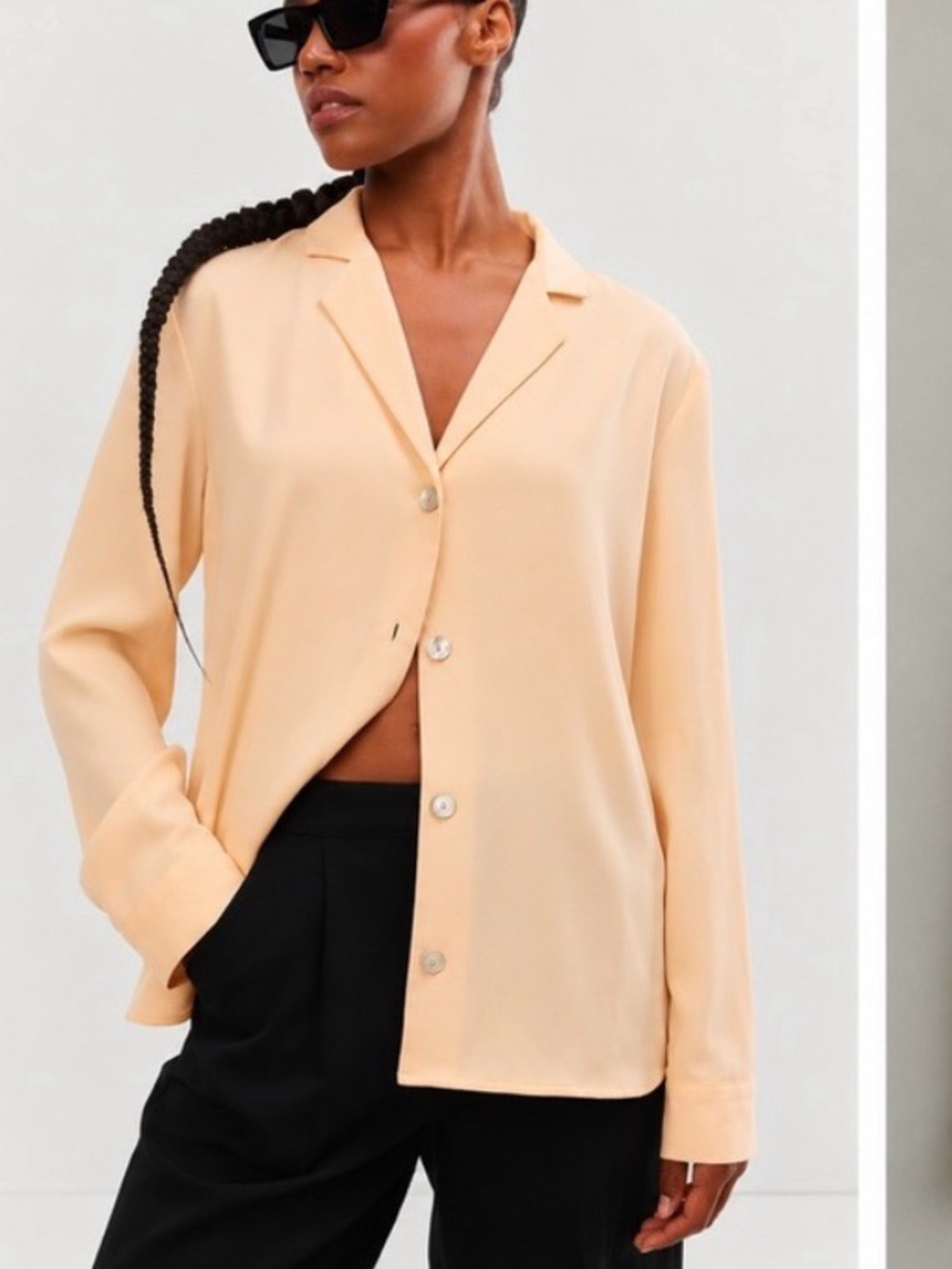 OAK + FORT Soft Peach Oversized Button- Up Blouse Size Small